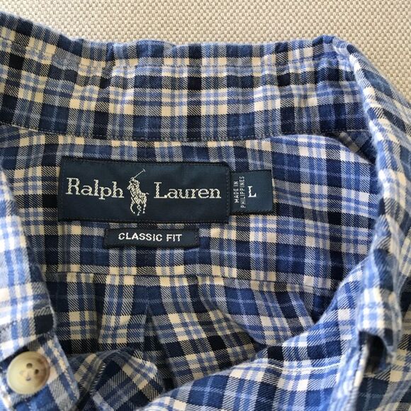 Ralph Lauren Navy and White Plaid Casual Shirt - Picture 5 of 6